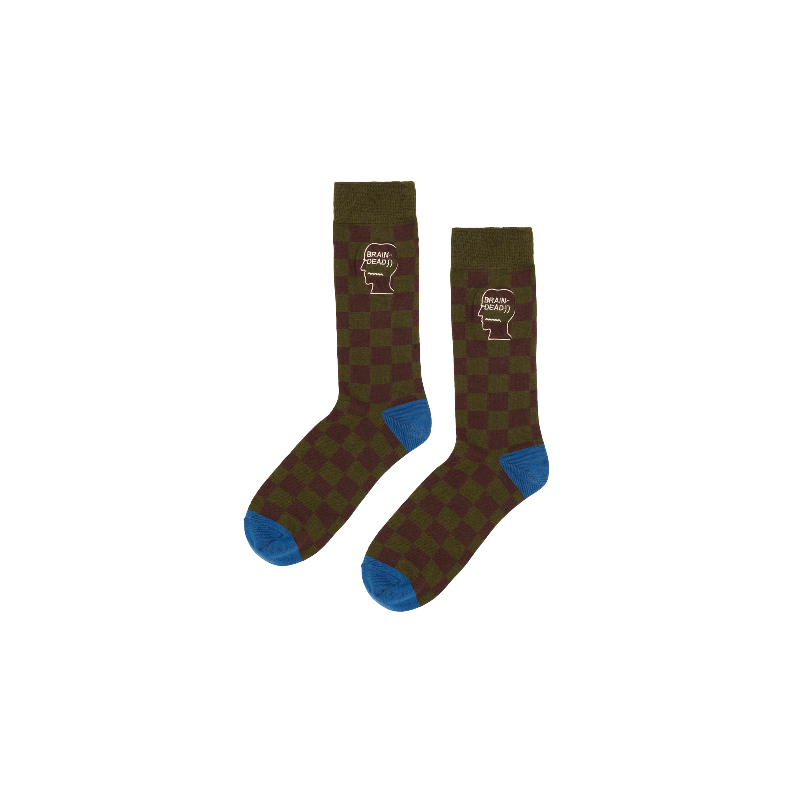Brain Dead Logohead Crew Socks checkered