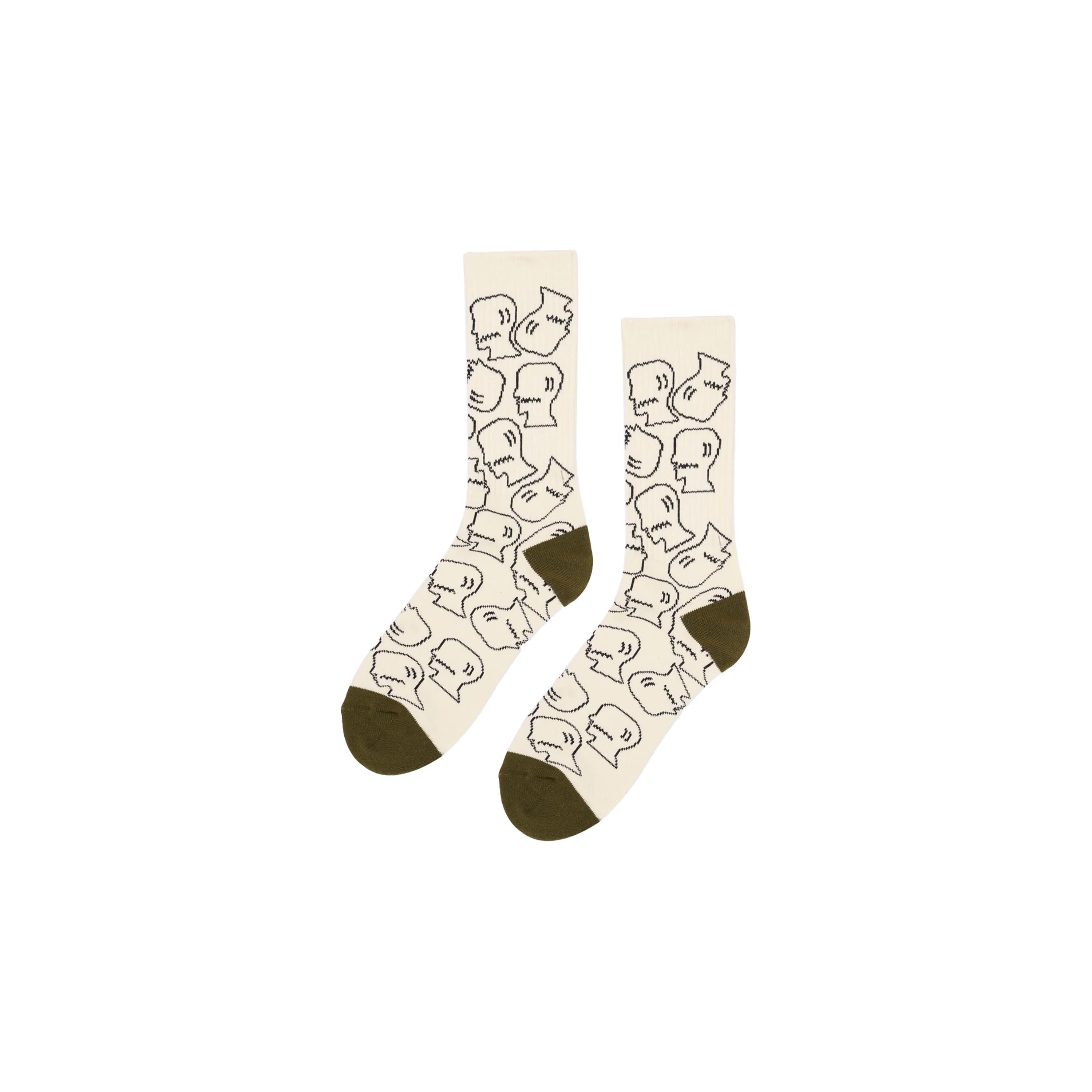Brain Dead Logohead Crew Socks Cream