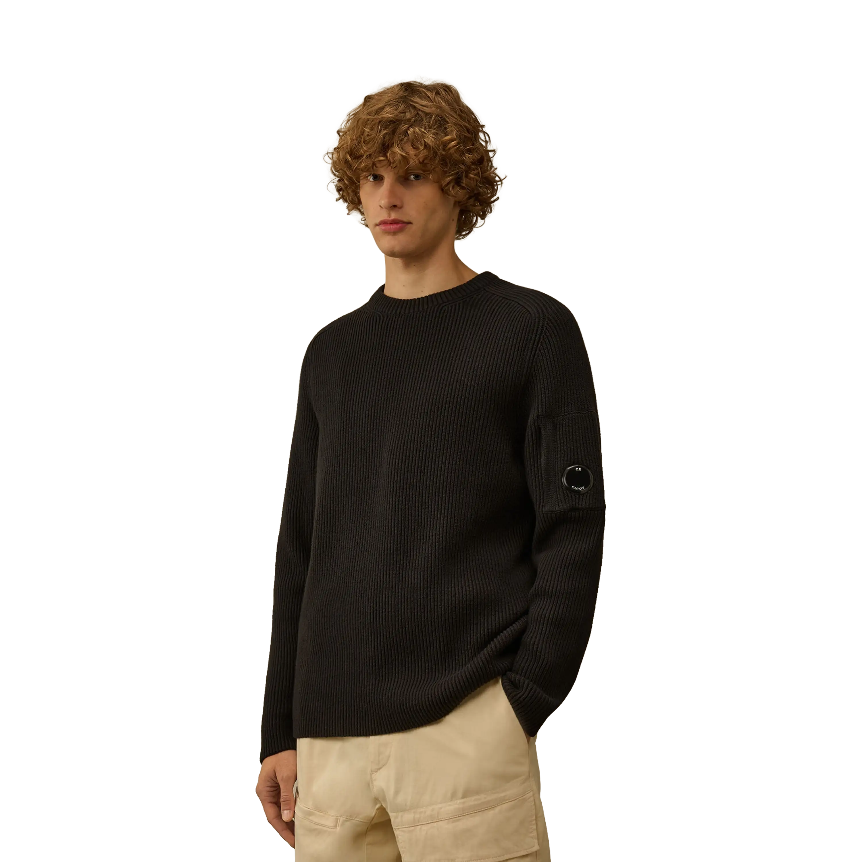 C.P. Company Full Rib Lens Sweater Black