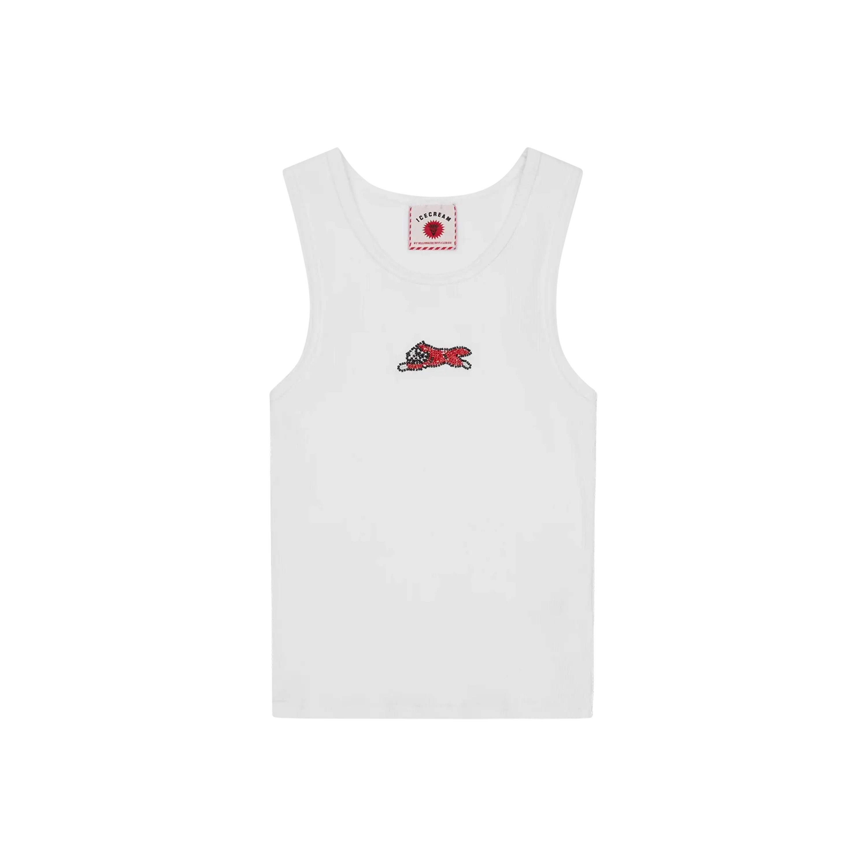 Icecream Womens Beaded Running Dog Ribbed Vest Top