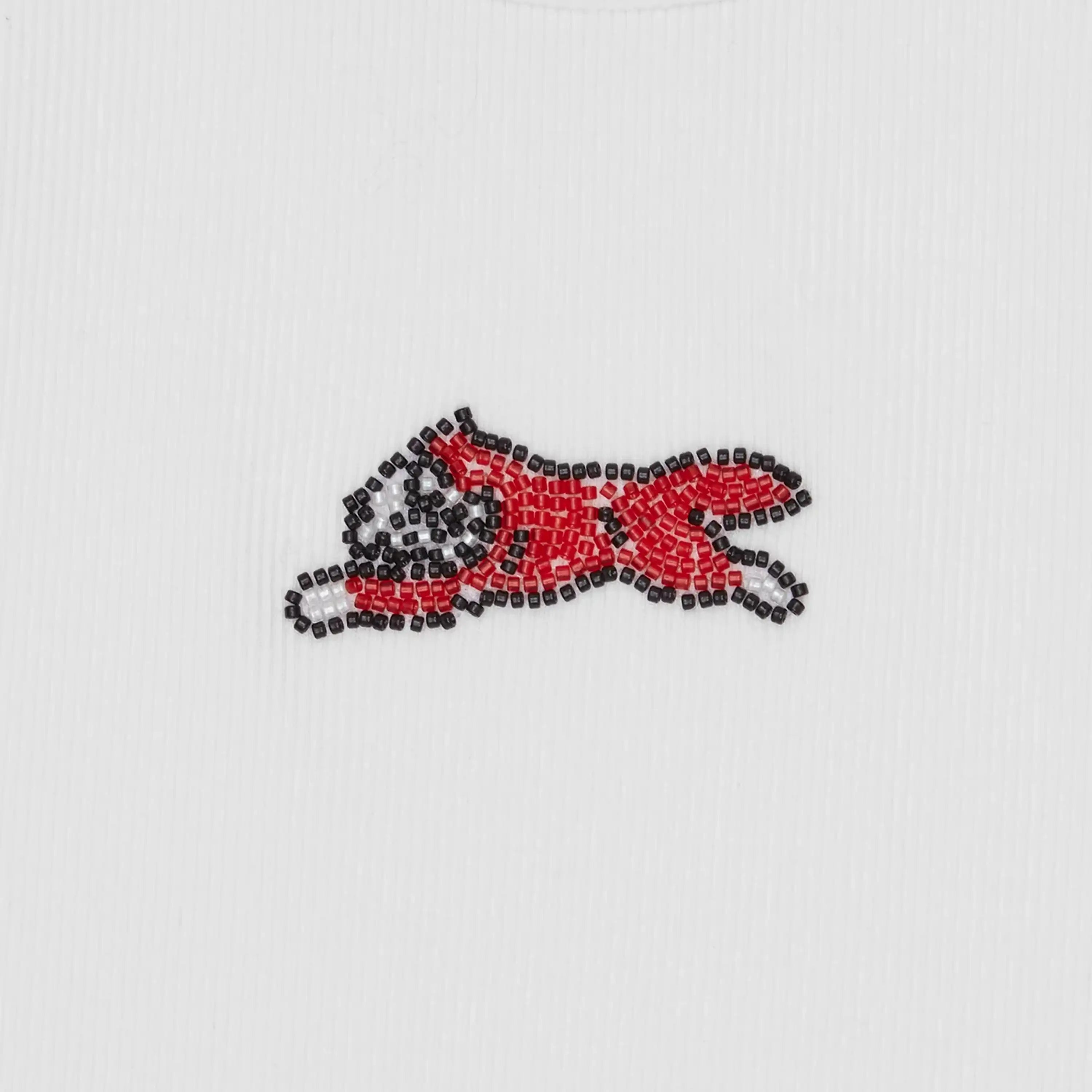 Icecream Womens Beaded Running Dog Ribbed Vest Top