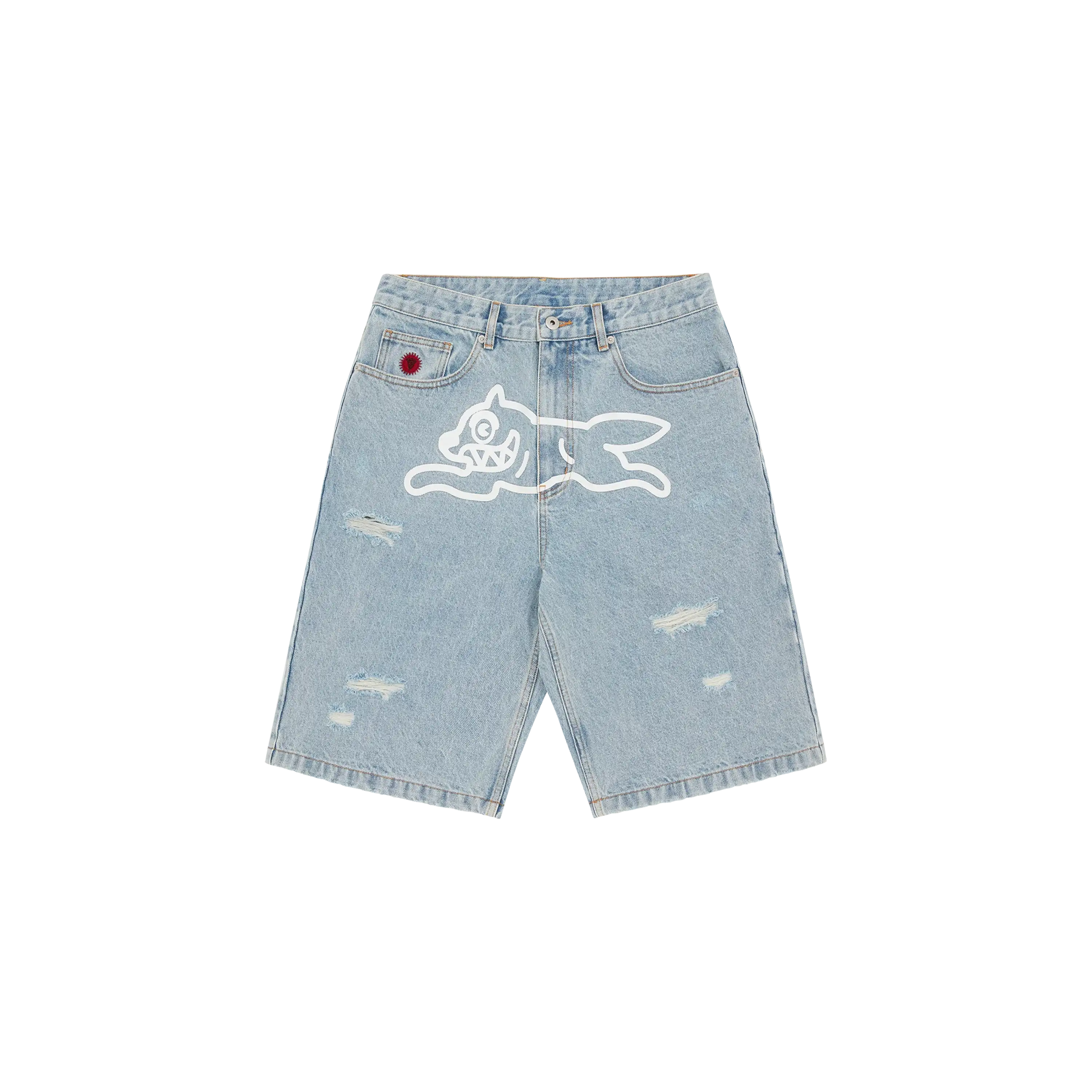Icecream Running Dog Denim Shorts Heavy Wash Blue