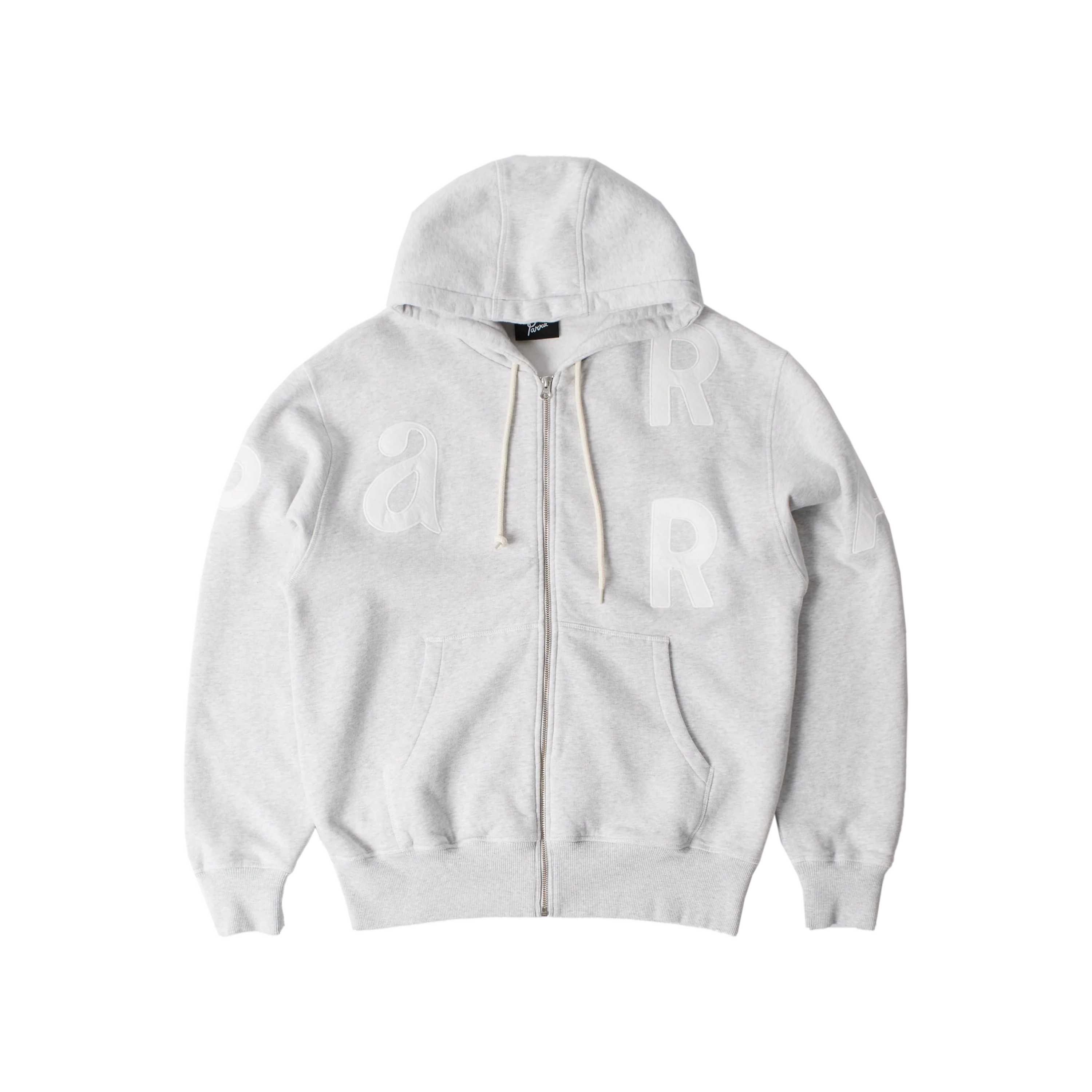 Parra Word salad zip hooded sweatshirt grey