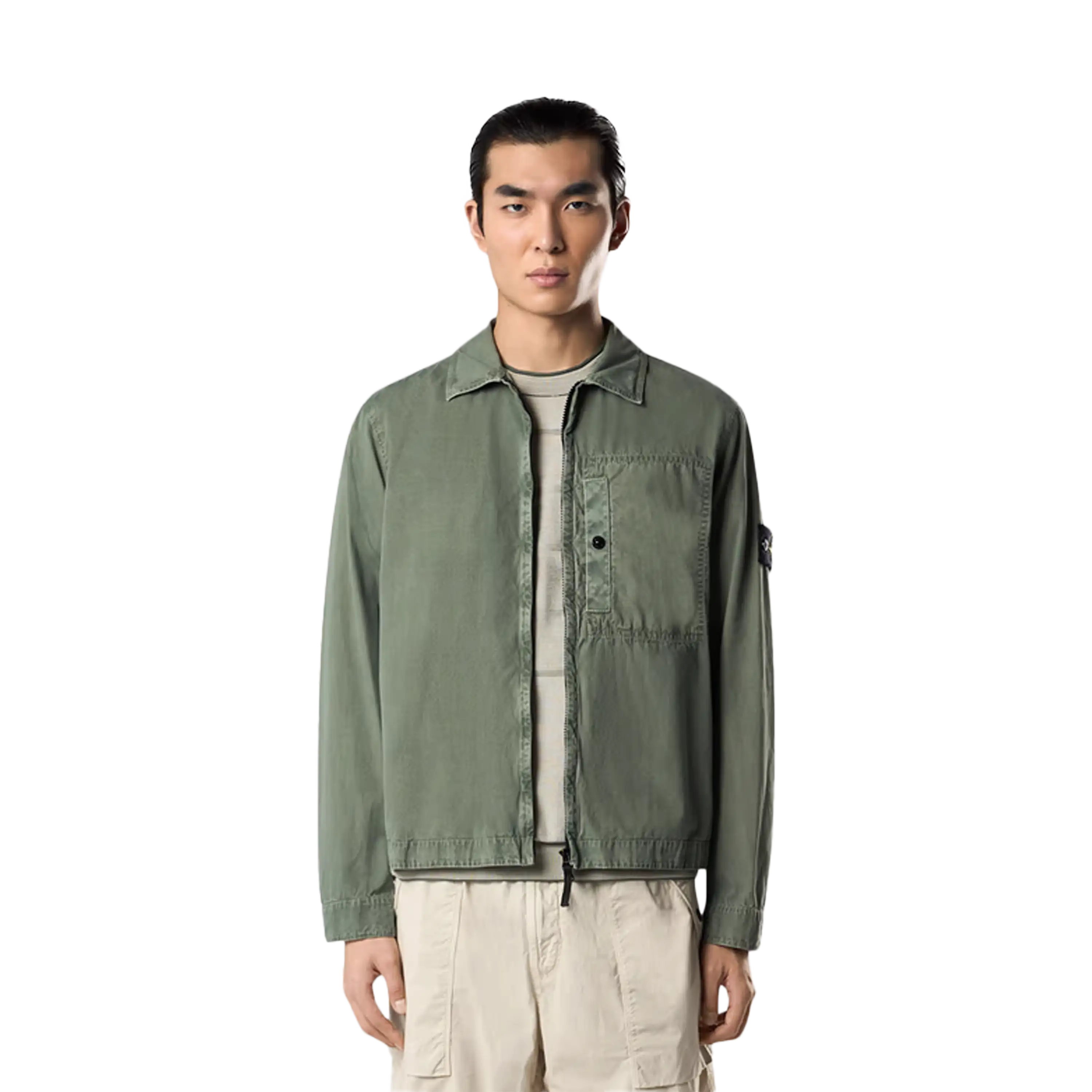 Stone Island 1200032 Brushed Organic Cotton Canvas 'Old' Effect