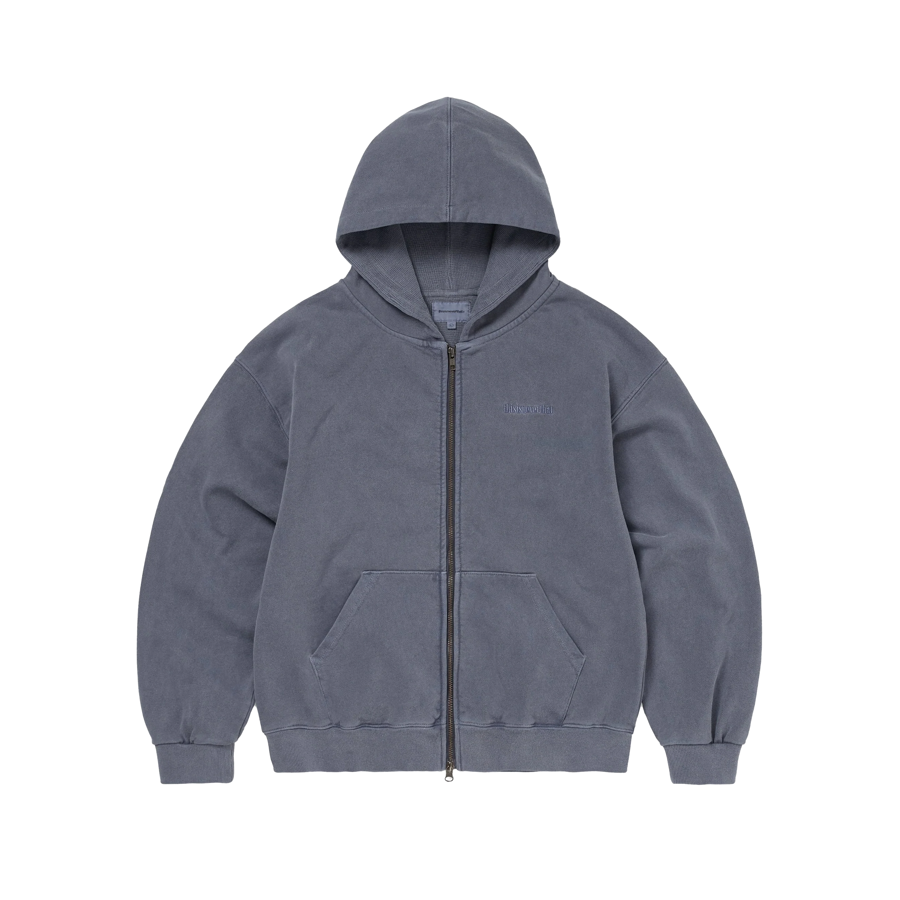 Thisisneverthat Waffle Lined Zip Up Hoodie Warm Blue